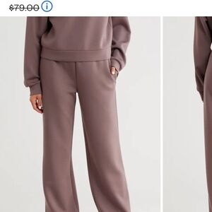 Z BY ZELLA Brown Wide Leg Lounge Pants Whisper Knit High Waist yoga Pants Sz Sm